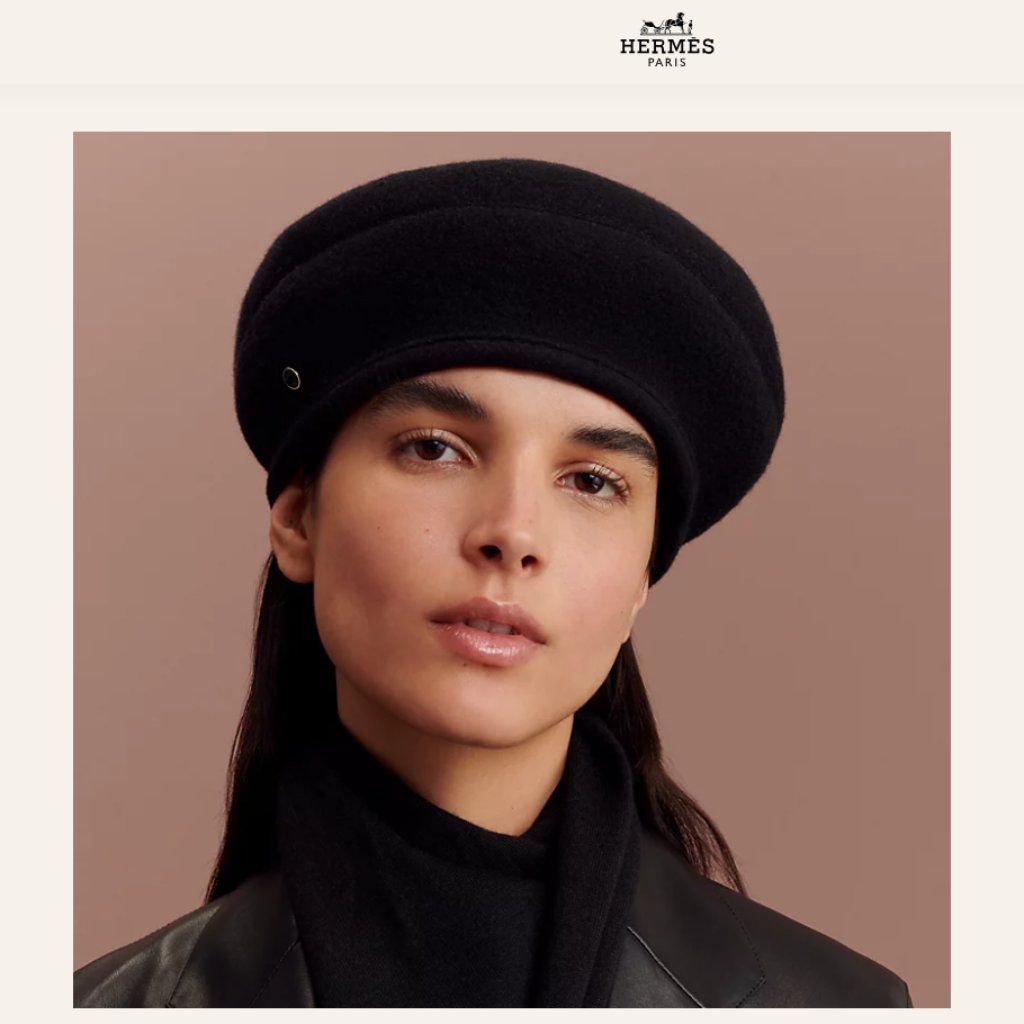 Hermes Paris Saint-Honore Clou De Selle Wool Cashmere Beret